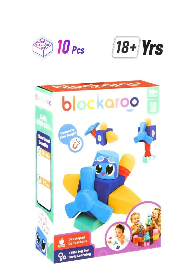 Blockaroo Magnetic Foam Building Blocks Small Plane MMBLSMPLANE - Image 1