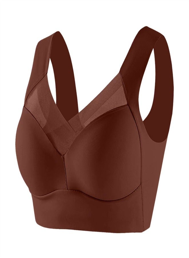Thin And Breathable Vest Underwear Without Steel Rings Coffee Color - Image 1