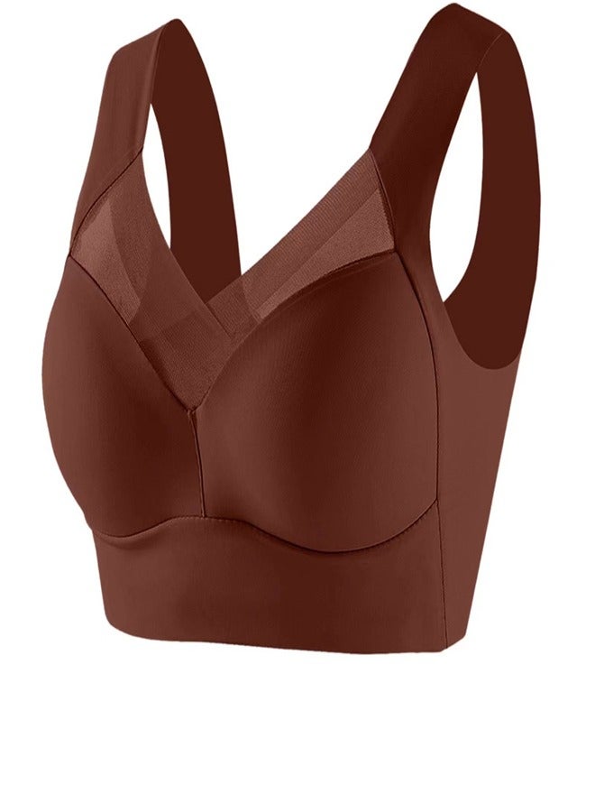 Thin And Breathable Vest Underwear Without Steel Rings Coffee Color - Image 2