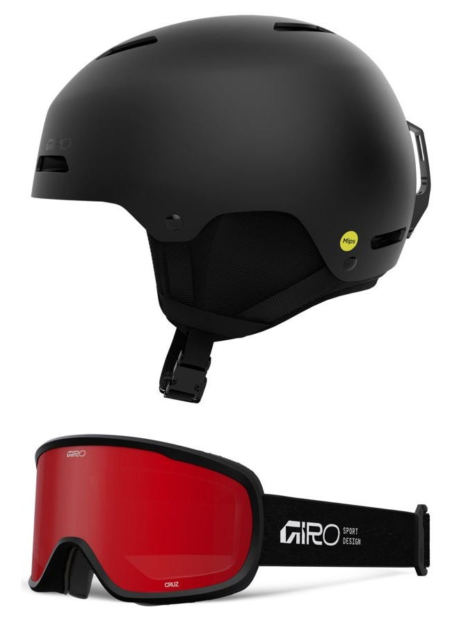 GIRO Ledge MIPS Snow Helmet/Goggle Combo - (Combo) Matte Black - Black Stacked - Size Small - Image 1