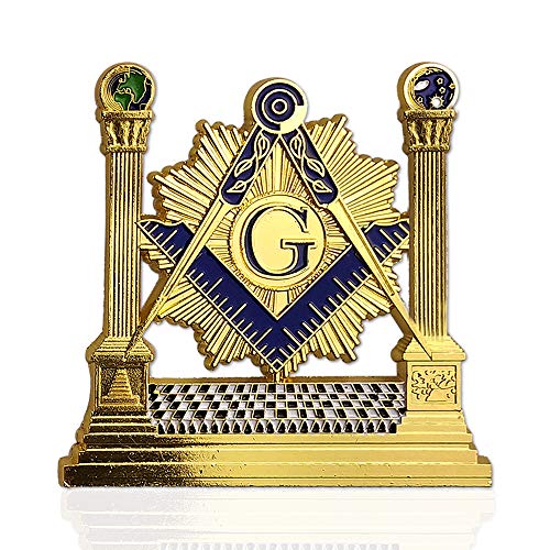 deDecoml Masonic Pillars Car Emblem Shining Square Compass Freemason auto Badge - Image 1