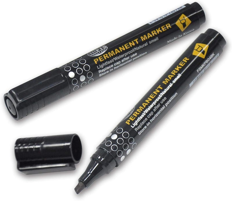 FIS® Permanent Marker, Broad Line Size, Waterproof, Low Odor, Non-Toxic, Alcohol Based Ink, Chisel Tip Style, Box of 12 Pieces, Black Color-FSMKPB04BK - Image 3