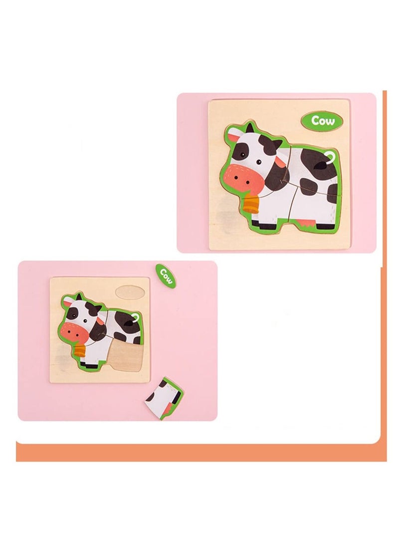 Excefore Animal Puzzles, Intelligence Puzzles for Baby Kids, Learning Educational Toys, Animal Puzzles Toy for 6-12 Month, Cow - Image 4
