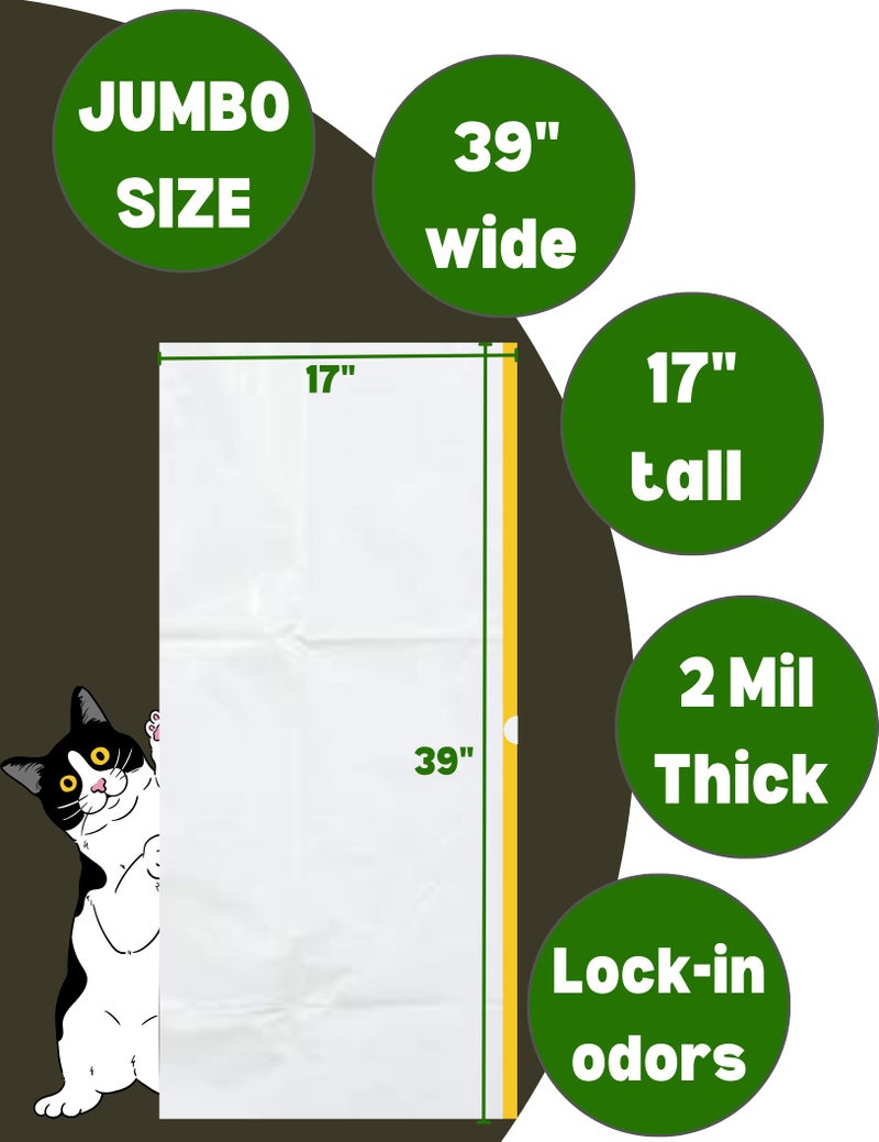 CHEFNENO Cat Litter Box Liners Drawstring XL (30 Bags) 39" x 17" Super Jumbo Scratch Resistant Extra Heavy 2 Mil Disposable Litter Box Liner Cat Litter Tray Bags (30 Count) - Image 3