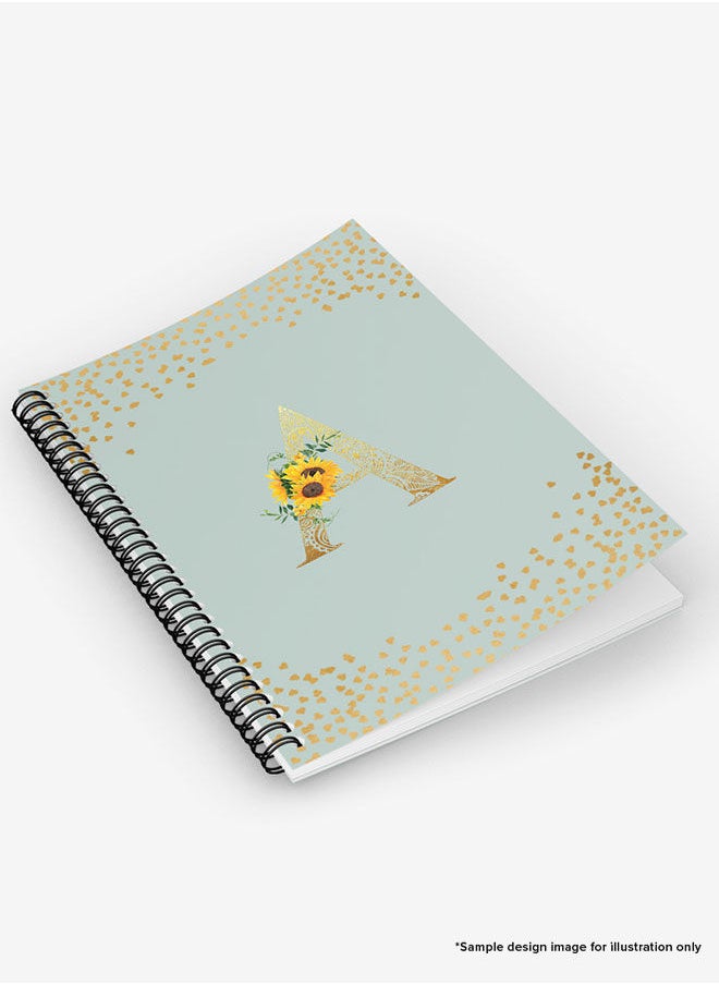 Stylizedd - Designer A5 Spiral Notebook Memo Notepad Journal - Custom Monogram Initial Letter Mandala Floral Pattern Alphabet - F - Light Grey - Image 1