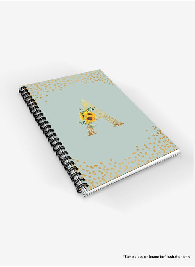 Stylizedd - Designer A5 Spiral Notebook Memo Notepad Journal - Custom Monogram Initial Letter Mandala Floral Pattern Alphabet - F - Light Grey - Image 1