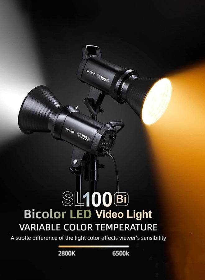 Godox SL100Bi 100W Bi-Color LED Video Light, 32100Lux with APP Control, 2800K-6500K CRI/TLCI 96+/97+ Studio Light, 11 FX Effects Studio LED Continuous Video Light Bowens Mount - Image 2