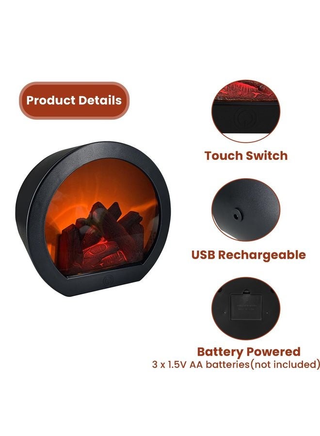 هومستر ديكور Flameless المحمولة مصابيح LED، ضوء الموقد مع LED محاكاة سجل تأثير اللهب، لمس مفتاح محاكاة اللهب للمنزل ديكور عيد الميلاد - Image 2