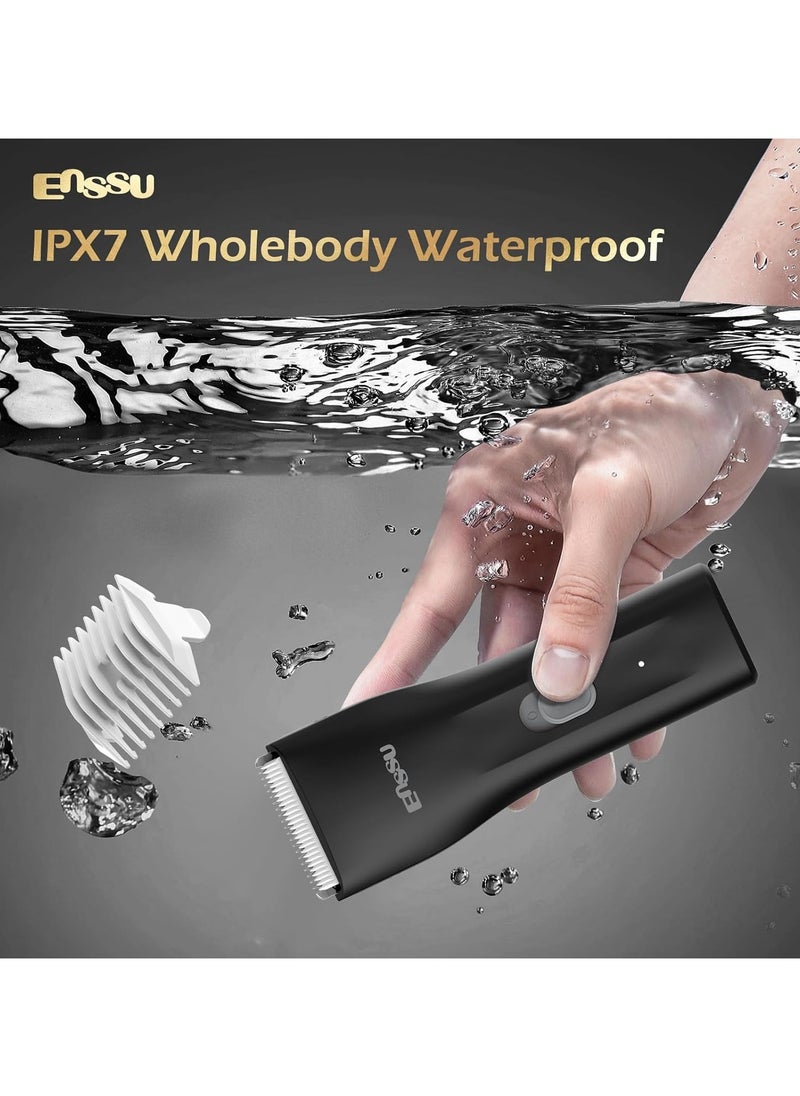 ENSSU - Waterproof Cordless Hair Trimmer for Family Use - Adults and Kids - Powerful 6000 RPM Motor, Safe Trimming for Groin, Pubic, and Body Hair with Replaceable BLADELOCK™ Ceramic Blades - Image 1