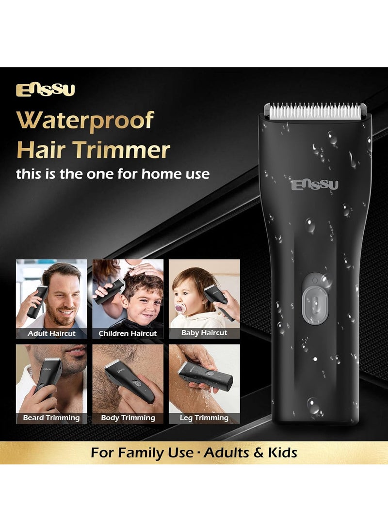 ENSSU - Waterproof Cordless Hair Trimmer for Family Use - Adults and Kids - Powerful 6000 RPM Motor, Safe Trimming for Groin, Pubic, and Body Hair with Replaceable BLADELOCK™ Ceramic Blades - Image 1
