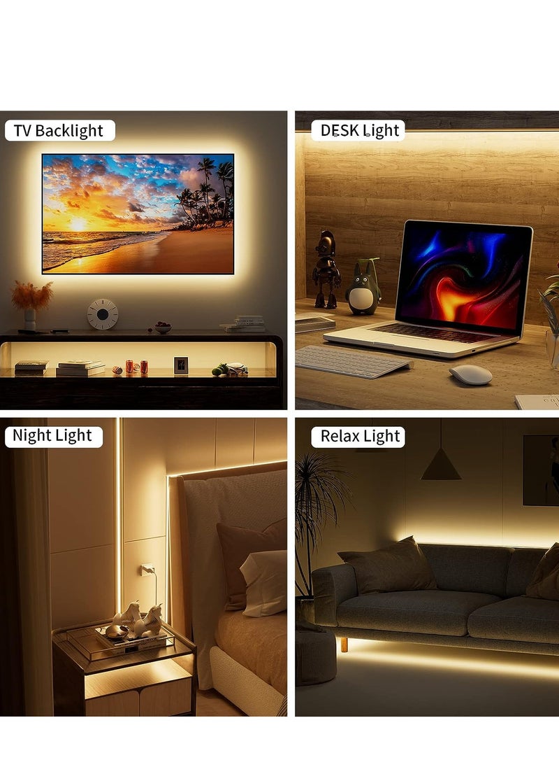 Generic - 5V USB LED Strip Lights 5m 120LEDs  Warm White LED Strip 6000K Dimmable COB LED Strip Light  Flexible USB Strip Light for TV Backlight, Bedroom Cabinet  Kitchen DIY Lighting(Warm Light) - Image 1