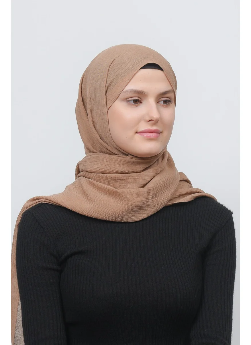 Altobeh Women's Practical Wrinkled Crinkle Mira Hijab Shawl - Dark Beige