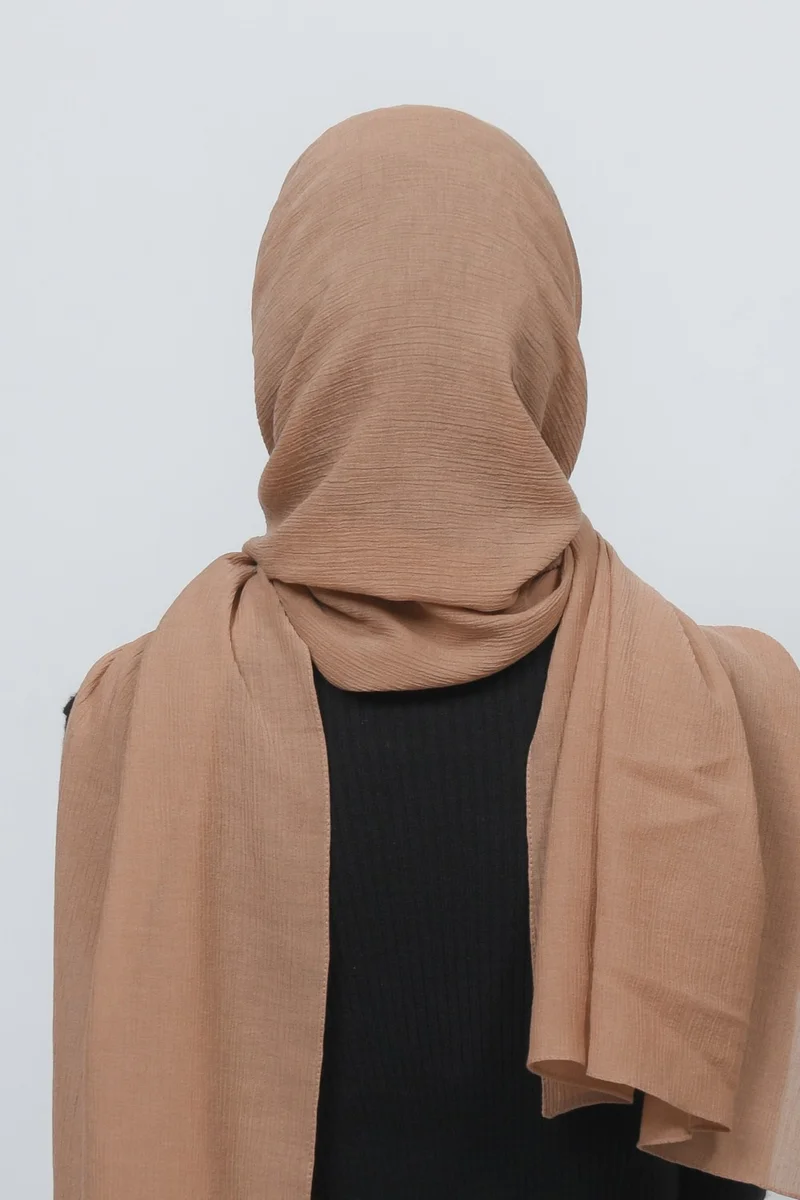 Altobeh Women's Practical Wrinkled Crinkle Mira Hijab Shawl - Dark Beige