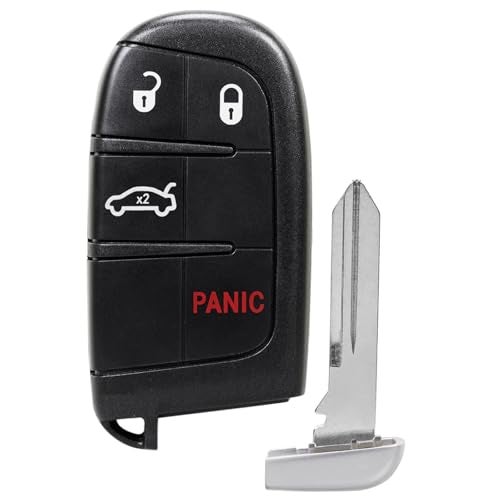TOP-VIGOR Remote Car Key Fob 433Mhz Compatible with Dodge Charger Dart Challenger Chrysler 2011 2012 2013 2014 2015 2016 2017 2018 2019 2020, 4 Button ID46 Chip Keyless Key Fob M3N40821302 56046758AB - Image 1