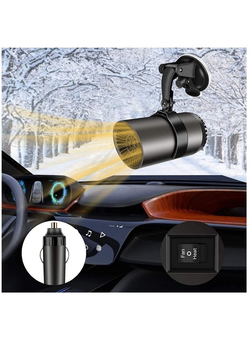 Car Heater, Portable Windshield Defogger and Defroster, 2 in1 Fast Car Heater Defroster, Plug in Automobile Windscreen Fan with Suction Holder for All Cars