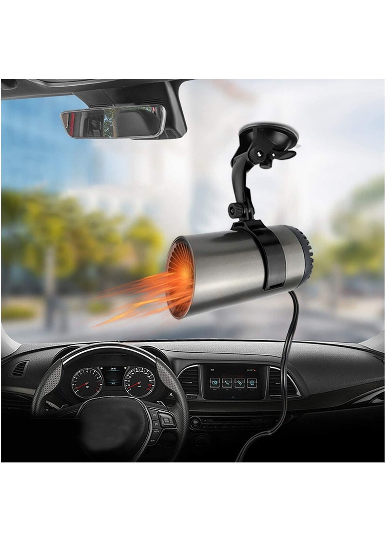 Car Heater, Portable Windshield Defogger and Defroster, 2 in1 Fast Car Heater Defroster, Plug in Automobile Windscreen Fan with Suction Holder for All Cars