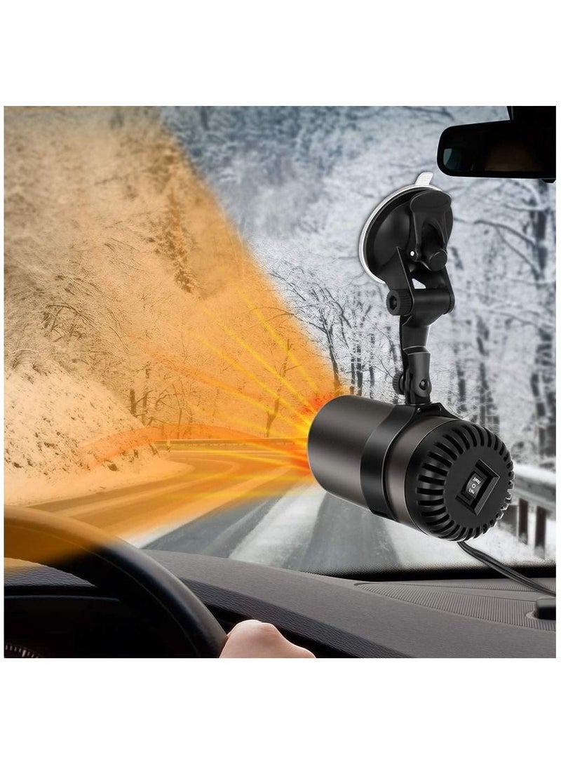 Car Heater, Portable Windshield Defogger and Defroster, 2 in1 Fast Car Heater Defroster, Plug in Automobile Windscreen Fan with Suction Holder for All Cars