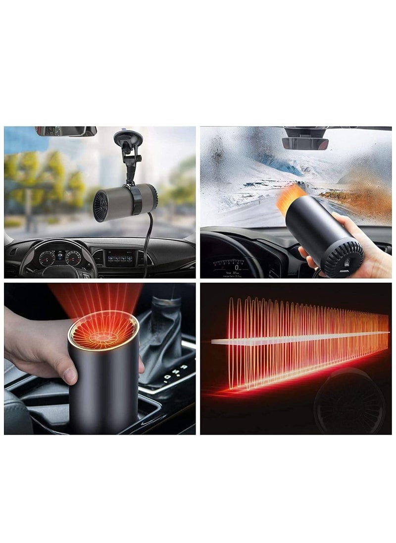 Car Heater, Portable Windshield Defogger and Defroster, 2 in1 Fast Car Heater Defroster, Plug in Automobile Windscreen Fan with Suction Holder for All Cars