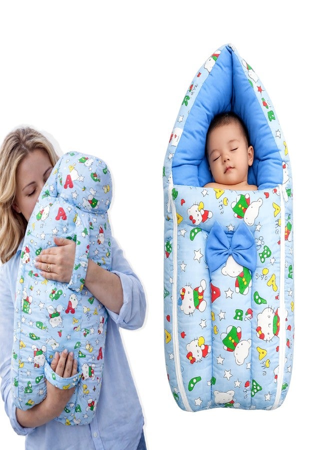 Happykid 3 in 1 Baby Carry Nest | Soft and Comfortable Cotton Material | Up to 6 Months (Blue) - Image 1