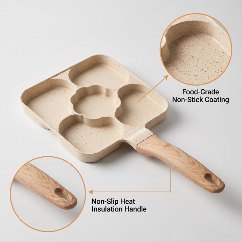 3-in-1 Egg Burger Pan, Multi-Functional Breakfast Cooker with Five-Hole Design - Image 4