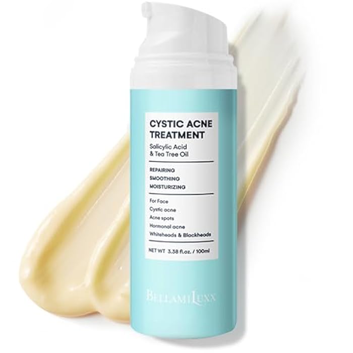 BELLAMILUXX Cystic Acne Treatment for Face: Hormonal Acne Treatment Cream for Teens & Adults - Salicylic Acid & Tea Tree Oil Pimple Spot Remover - Anti-Acne Moisturizer Reduces Redness, Blemishes - Image 1