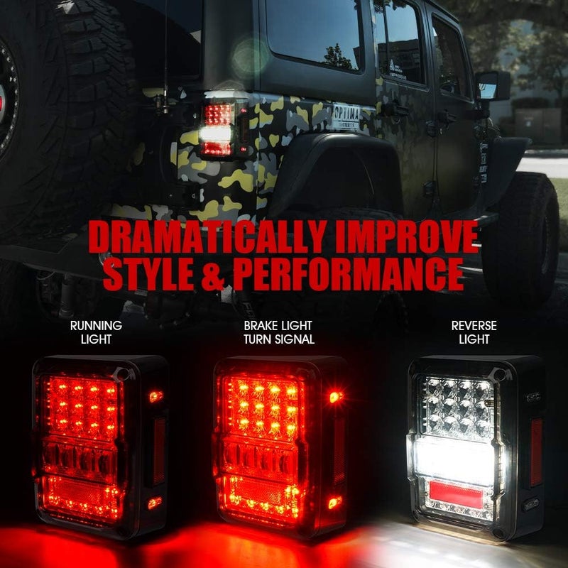 Xprite 4D Smoked LED Tail Lights Compatible with 2007-2018 Jeep Wrangler JK JKU, Plug & Play Rear Taillights w/Built-in Resistors, Parking, Brake, Turn Signal & Reverse Lights, DOT Approved - Image 4