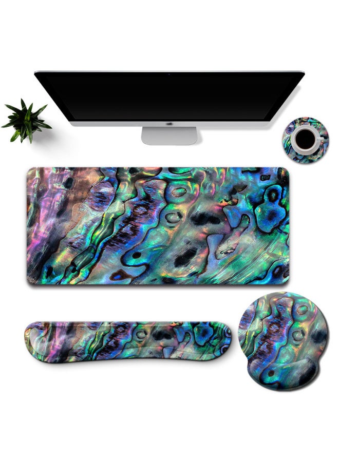 Huayin Mouse Pad Wristband Marble Suit Mouse Pad Stain-resistant Rubber Hand Mouse Pad-Color:40*90*0.2cm (flat Mouse Pad) + Long Keyboard Tray + Rubber Wrist Pad + Coaster (10*10*2)-Pattern:#ST025