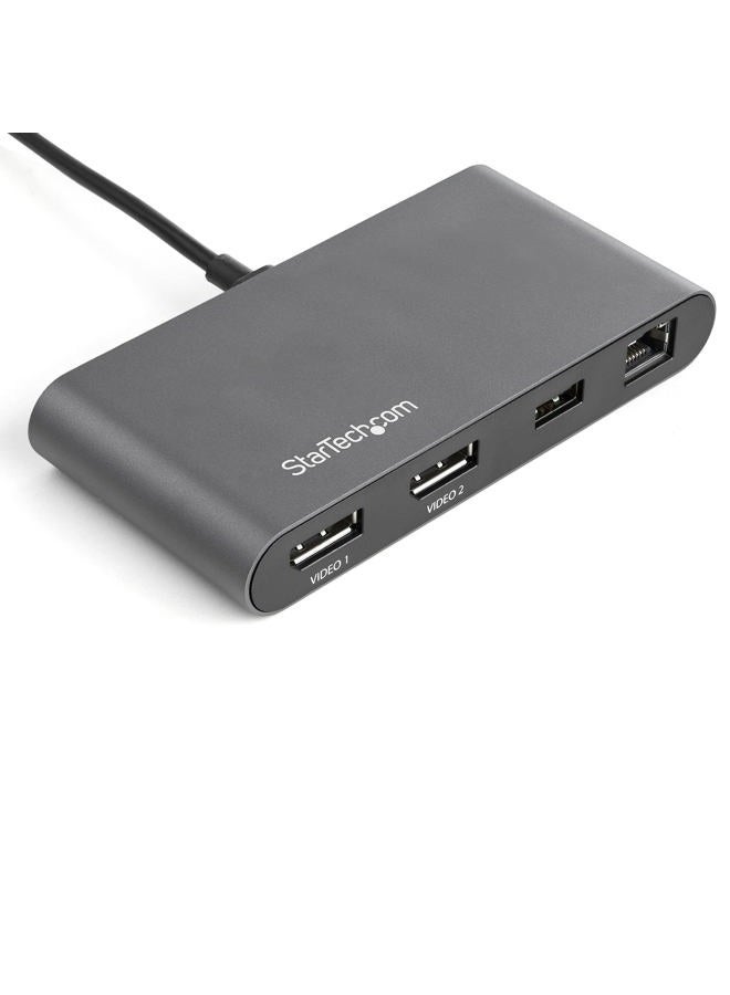 StarTech .com Thunderbolt 3 Mini Dock - Portable Dual Monitor Docking Station with DP 4K 60Hz, 1x USB-A Hub (USB 3.0/5 Gbps), GbE - 11in/28cm Cable - TB3 Multiport Adapter - Mac/Windows (TB3DKM2DPL) - Image 4