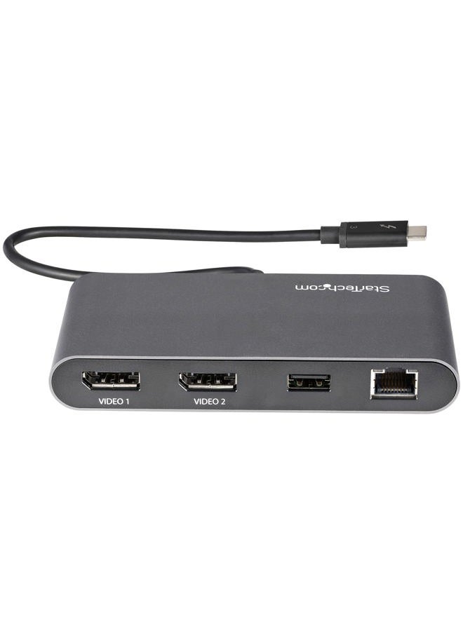 StarTech .com Thunderbolt 3 Mini Dock - Portable Dual Monitor Docking Station with DP 4K 60Hz, 1x USB-A Hub (USB 3.0/5 Gbps), GbE - 11in/28cm Cable - TB3 Multiport Adapter - Mac/Windows (TB3DKM2DPL) - Image 3
