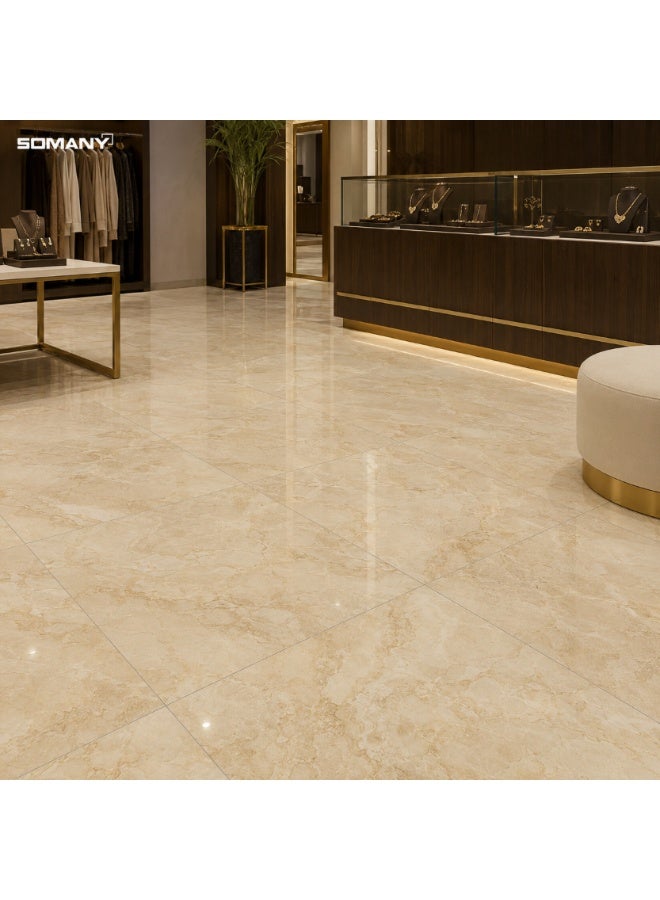 SOMANY Bon Muscat Ivory FP Polished Floor Tile – 600x1600mm | 11mm Thickness | Luxury Large Format Ivory Porcelain Tile | 1.44 SQM Coverage - Image 2