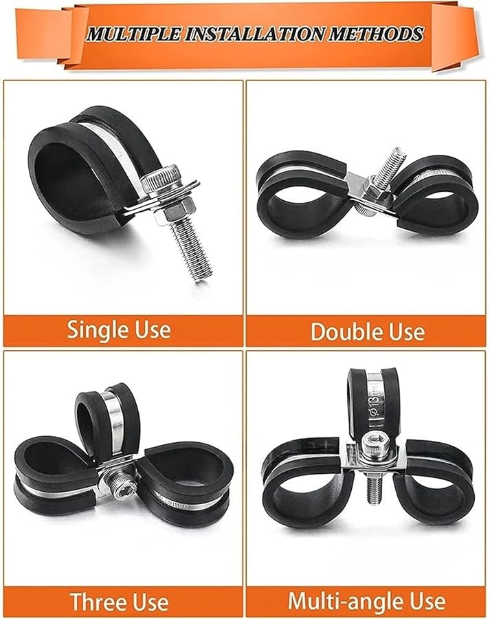 مجموعة مشابك الكابلات من الفولاذ المقاوم للصدأ 7 أحجام لتثبيت الأنابيب والأسلاك والخراطيم - Image 5