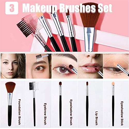 NUIBO All in One Makeup Kit, Includes 12 Colors Naked Eyeshadow Palette, 5Pcs Makeup Brushes, Waterproof Eyeliner Pencils, Eyebrow Powder and Quicksand Cosmetic Bag, Gift Set for Women, Girls & Teens - Image 4