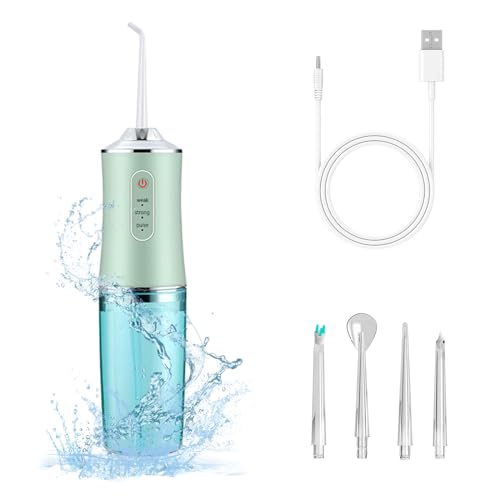 houscly Electric Water Flosser Cordless for Teeth 3 Modes 4 Jet Tips Cleaning and Flossing Water Dental Portable Floss Irrigator Oral Water Flossed Rechargeable Tonsil Stone Travel Adults - Image 1