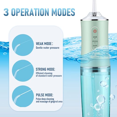 houscly Electric Water Flosser Cordless for Teeth 3 Modes 4 Jet Tips Cleaning and Flossing Water Dental Portable Floss Irrigator Oral Water Flossed Rechargeable Tonsil Stone Travel Adults - Image 3