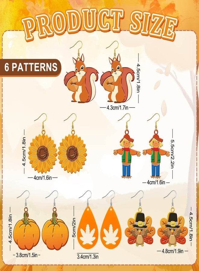 Whaline 6 Pairs Fall Thanksgiving Earring Resin Molds with 40Pcs Earring Hook Autumn Sunflower Pumpkin Turkey Scarecrow Squirrel Shape Dangle Earring Silicone Moulds for Girl Earring Pendant DIY Craft - Image 2