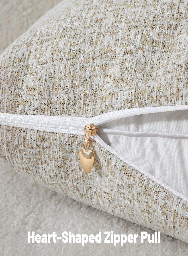 FUTEI Cream Chenille Decorative Throw Pillow Covers 18x18 Inch Set of 2,Soft Chenille Jacquard Textured Cushion Case,Modern Home Decor for Couch Living Room - Image 3