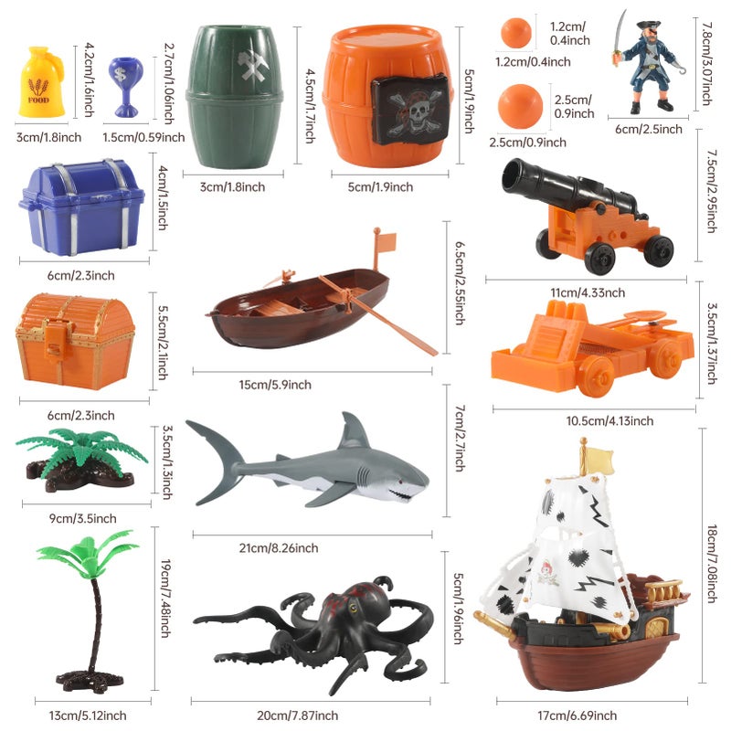 Love Life Pirate Action Figures Playset with Boat, Treasure Chest, Cannons, Shark, Pirate Ship Toys-Pirate Toy, 50 PCS Kids Pretend Adventure Set Figures, Birthday Gifts for Age 2 3 4 5 6 Year Old Boys Girls - Image 5