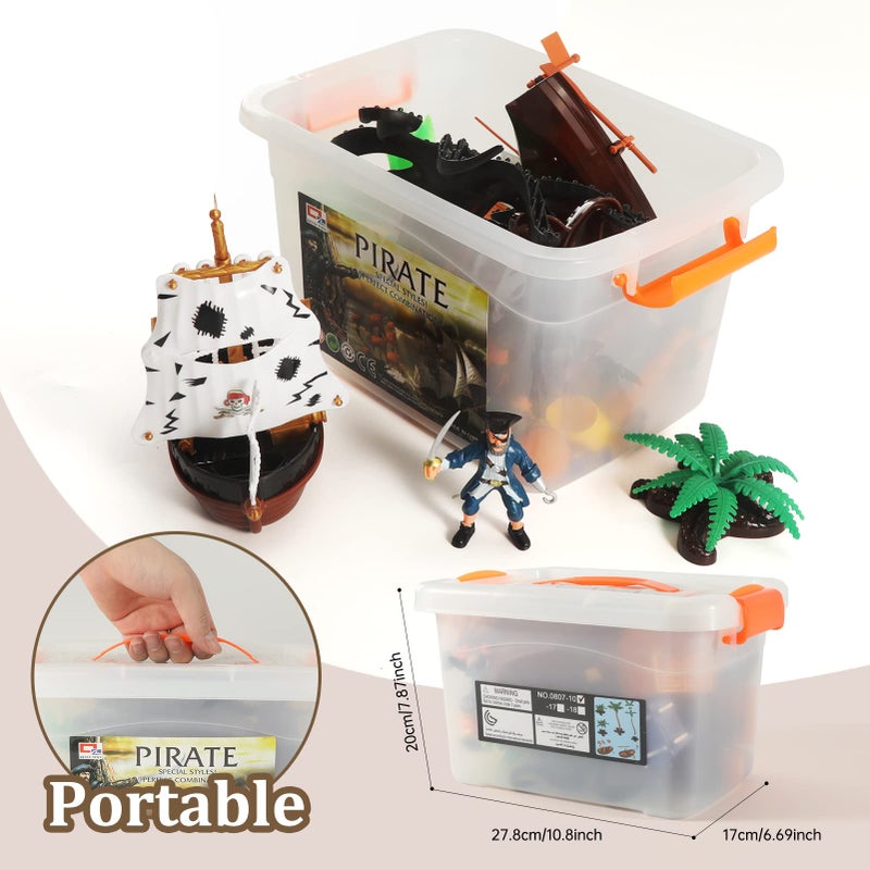 Love Life Pirate Action Figures Playset with Boat, Treasure Chest, Cannons, Shark, Pirate Ship Toys-Pirate Toy, 50 PCS Kids Pretend Adventure Set Figures, Birthday Gifts for Age 2 3 4 5 6 Year Old Boys Girls - Image 4