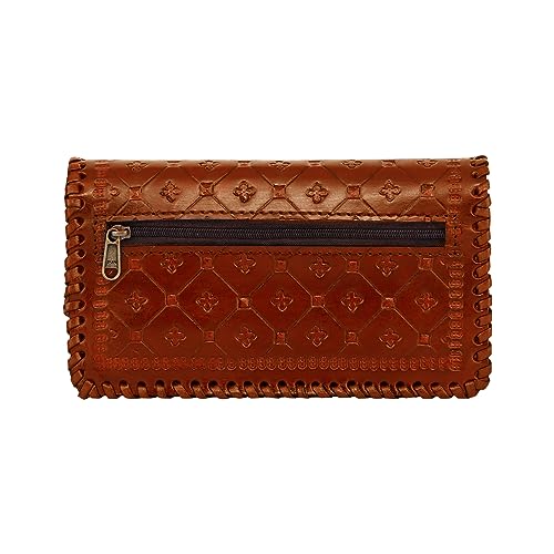 zygma Handmade Genuine Leather Clutch Purse for Women,Hard Leather Clutch Gift For Women,Pure Leather Wallet For ladies(Tan) - Image 5