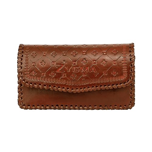 zygma Handmade Genuine Leather Clutch Purse for Women,Hard Leather Clutch Gift For Women,Pure Leather Wallet For ladies(Tan) - Image 2