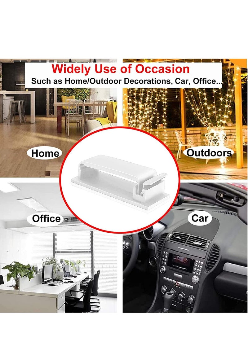 Barakah Adhesive Cable Management Wire Clip 20 pcs Organizer for Home Office Computer TV and Multi Cords Holder Under Desk Outdoor Light Car White - Image 2