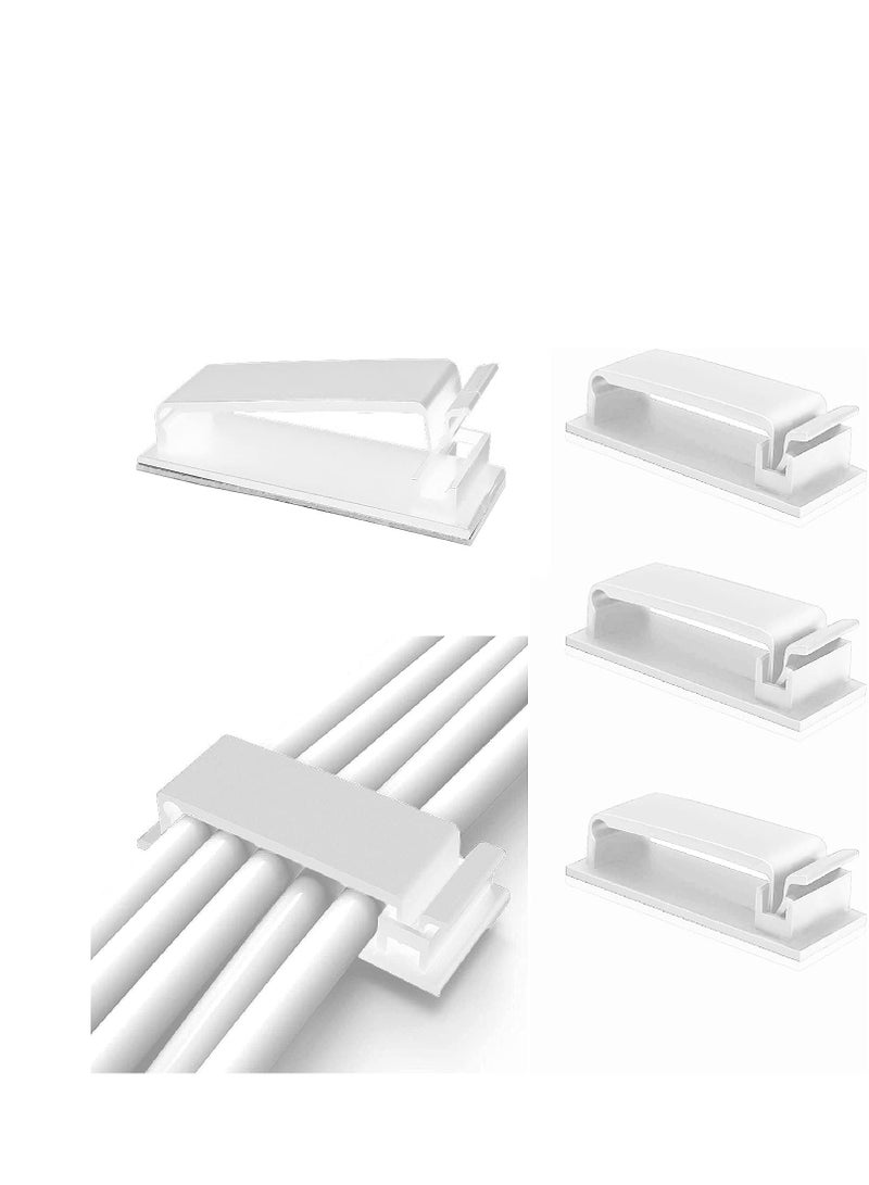 Barakah Adhesive Cable Management Wire Clip 20 pcs Organizer for Home Office Computer TV and Multi Cords Holder Under Desk Outdoor Light Car White - Image 1