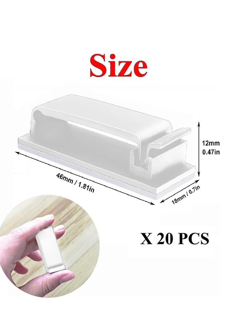 Barakah Adhesive Cable Management Wire Clip 20 pcs Organizer for Home Office Computer TV and Multi Cords Holder Under Desk Outdoor Light Car White - Image 5