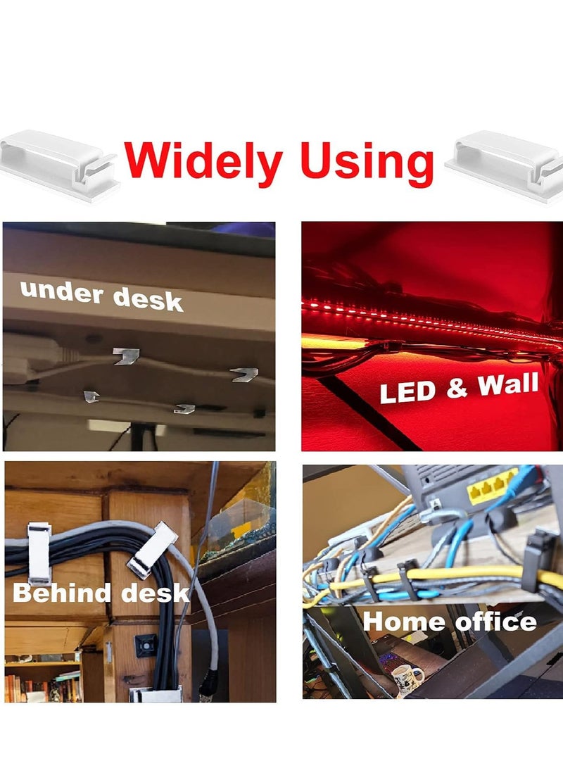 Barakah Adhesive Cable Management Wire Clip 20 pcs Organizer for Home Office Computer TV and Multi Cords Holder Under Desk Outdoor Light Car White - Image 3
