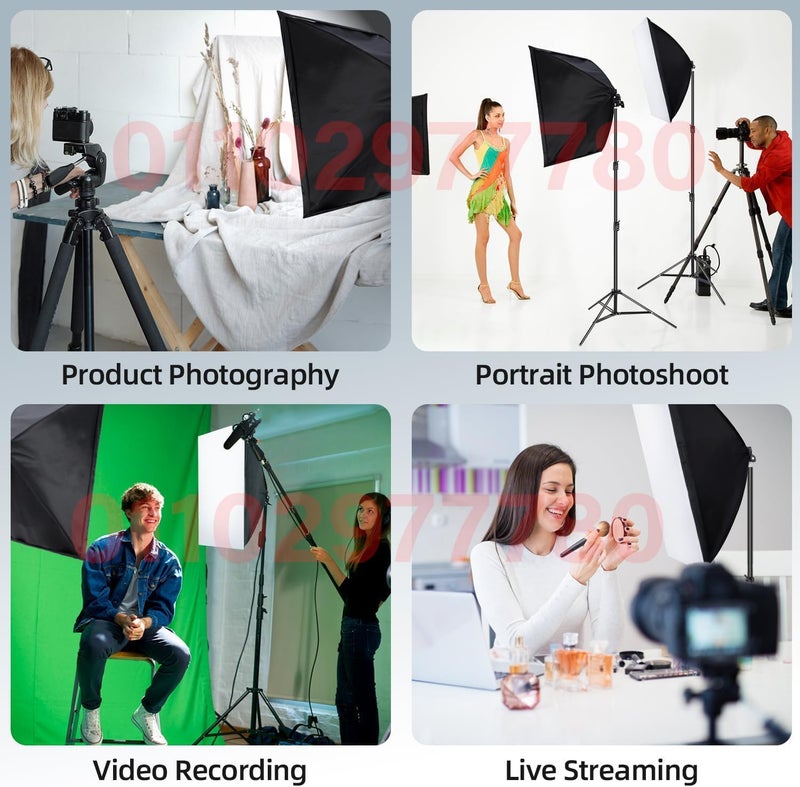 Lighting Kit, Continuous Photography Lighting Kit with 2x20x28in Soft Box | 2X 150W 2700-6400K E27 LED Bulb, Photo Studio Lights Equipment for Camera Shooting, Video Recording - Image 2