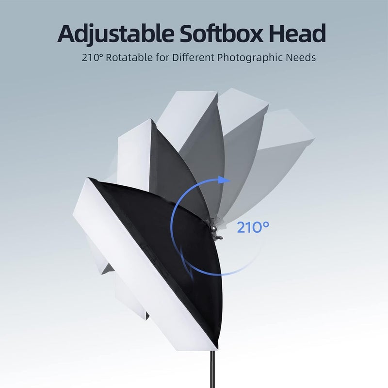 Lighting Kit, Continuous Photography Lighting Kit with 2x20x28in Soft Box | 2X 150W 2700-6400K E27 LED Bulb, Photo Studio Lights Equipment for Camera Shooting, Video Recording - Image 3