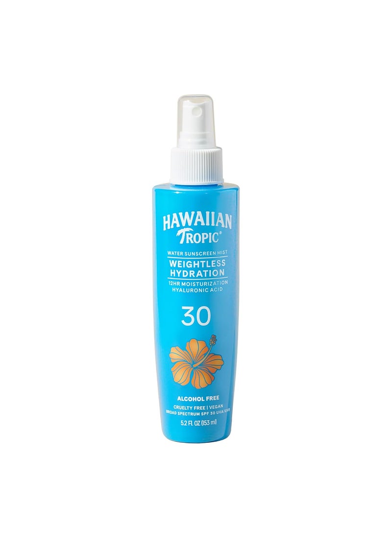 Hawaiian Tropic Hawaiian Tropic Weightless Hydration Water Mist for Body SPF 30 52 oz  Hawaiian Tropic Body Spray Sunscreen Mist SPF Spray NonAerosol Sunscreen Spray Water Based Sunscreen 52 oz 