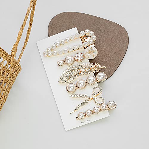 HOMEMATES Korean Style Pearl Barrettes Hairpin Hair Clip Alligator Headdress Hair Accessories Set For Womens Girls Pack of 6 Pcs - Image 1