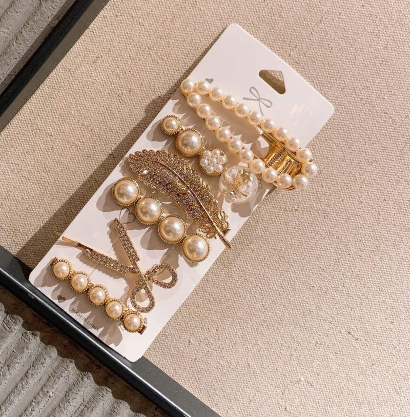 HOMEMATES Korean Style Pearl Barrettes Hairpin Hair Clip Alligator Headdress Hair Accessories Set For Womens Girls Pack of 6 Pcs - Image 4