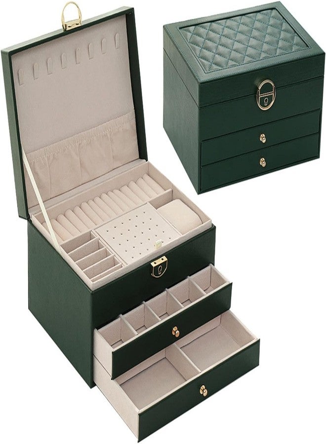 Arcanine Jewelry Box Organizer for Women Girls,3 Layer Leather Jewelry Storage Box with Lock and Removable Tray,for Necklace Earrings Rings Bracelets - Image 1